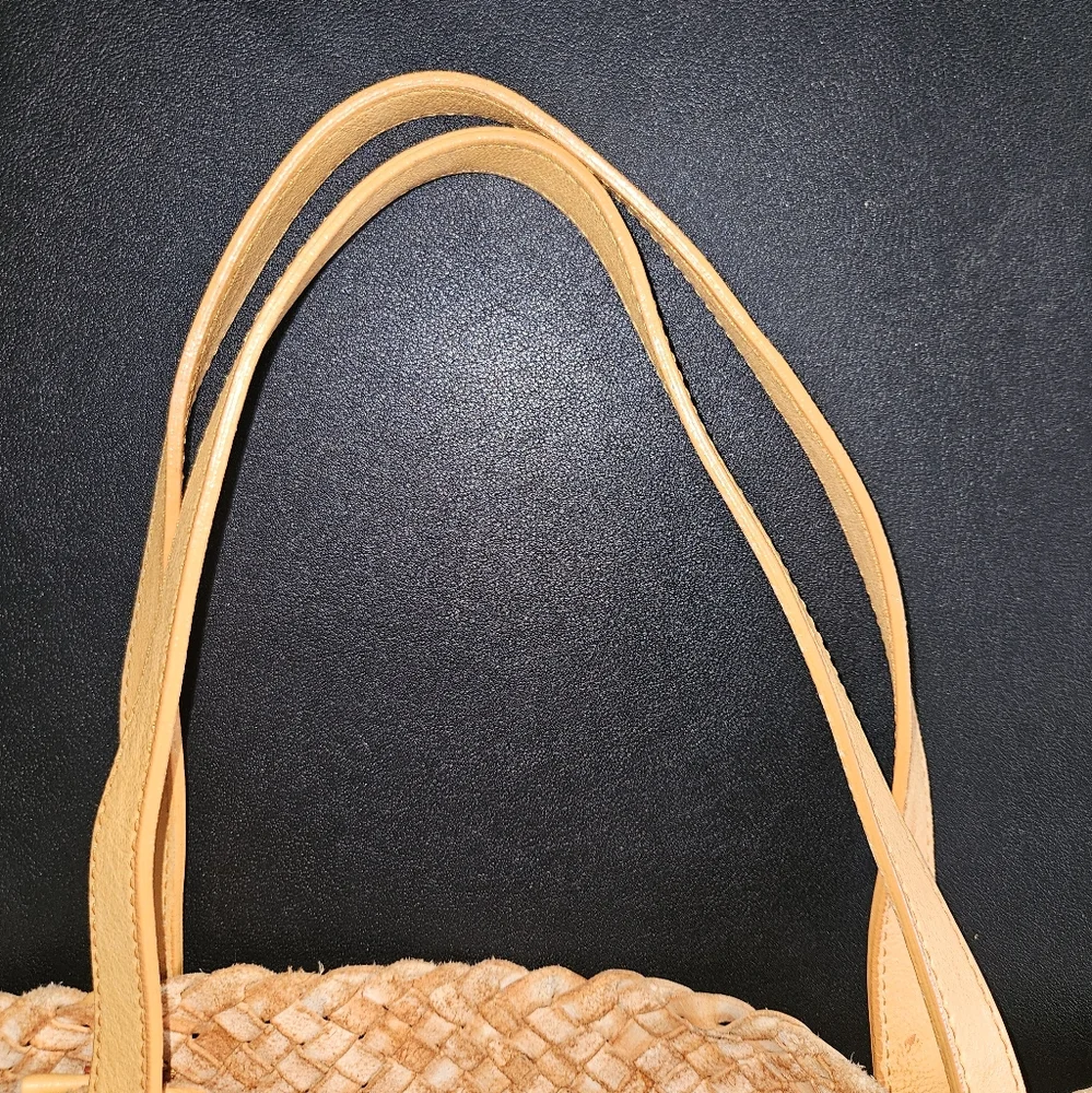 Massimo Palomba Tan Basket Weave Italian Leather Wide Tote - Picture 8 of 15